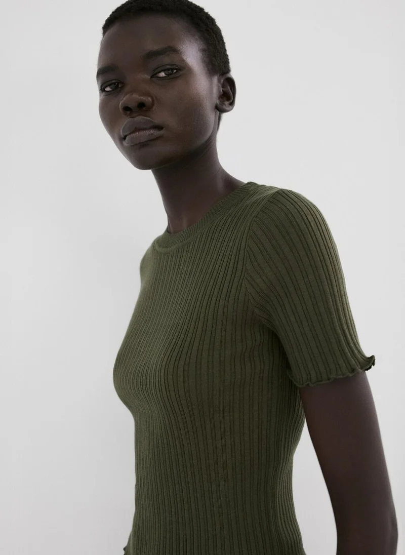 MANGO  Ribbed knit t-shirt for Women | Best Price UAE