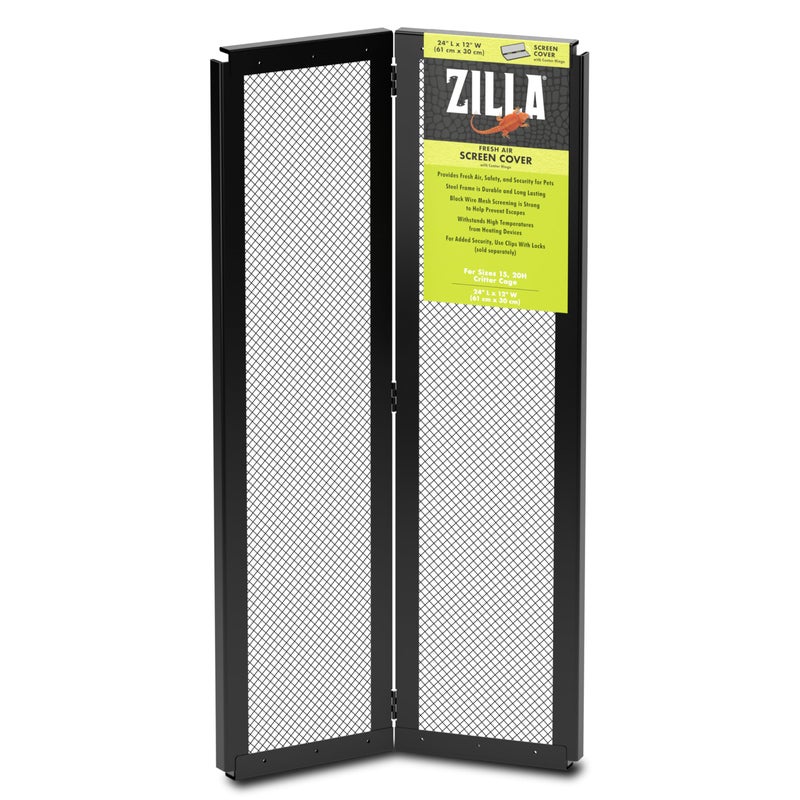 Zilla Pet Reptile Terrarium Fresh Air Screen Cover with Center Hinge 24 x 12