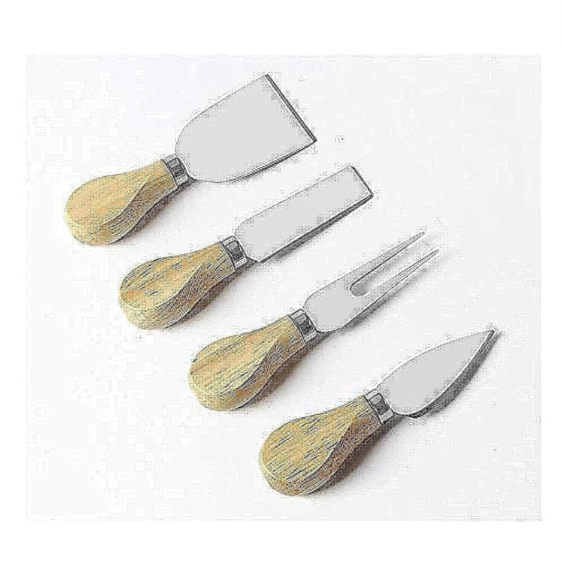 4 Pieces Set Cheese Knives with Bamboo Wood Handle Steel Stainless Cheese Slicer Cheese Cutter Tool (Bamboo Handle)