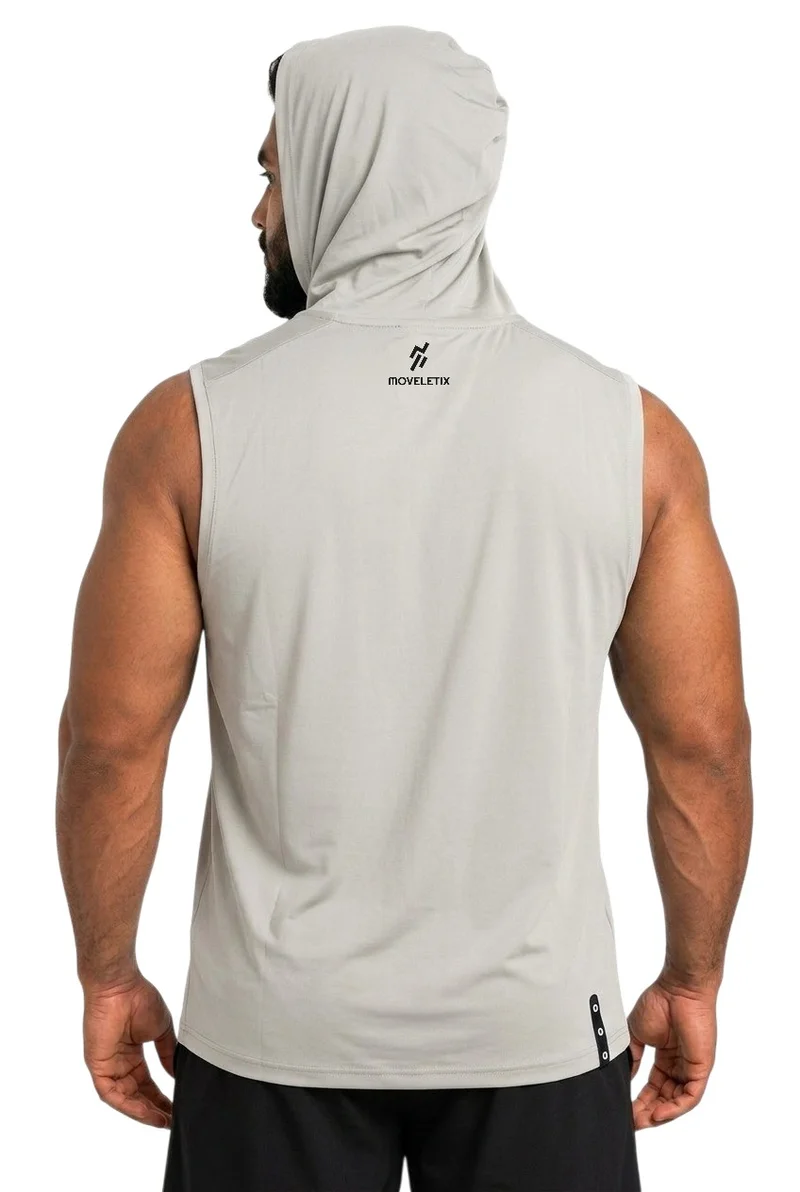 Moveletix Light Grey Men's Training Hooded Tank Top Light Grey for Men | Best Price UAE