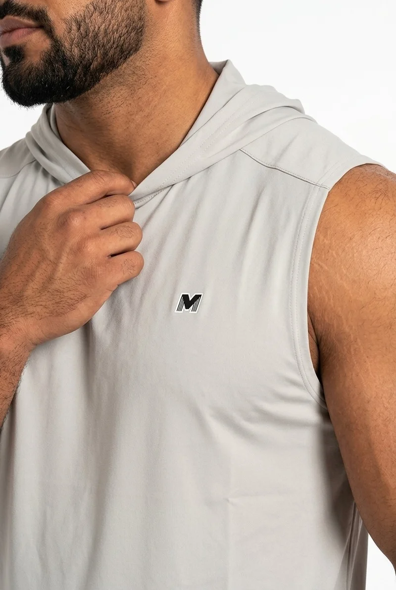 Moveletix Light Grey Men's Training Hooded Tank Top Light Grey for Men | Best Price UAE