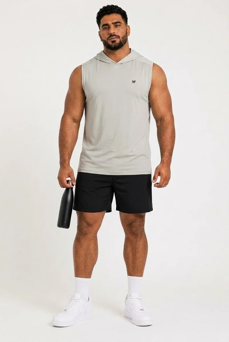 Moveletix Light Grey Men's Training Hooded Tank Top Light Grey for Men | Best Price UAE