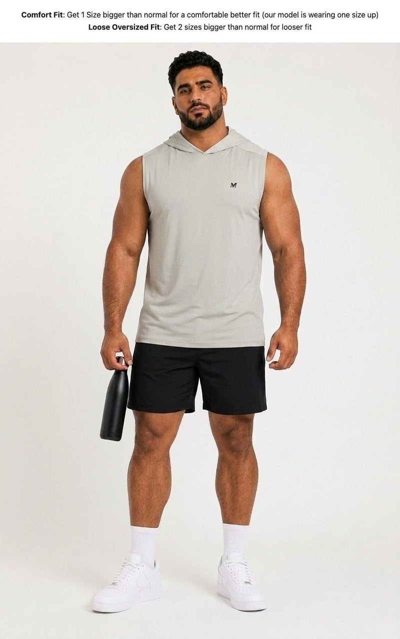 Moveletix Men's Training Hooded Tank Top Light Grey - Image 3