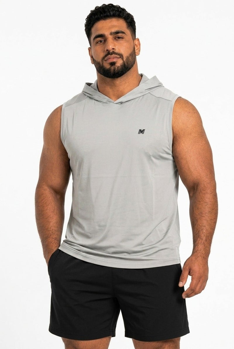 Moveletix Men's Training Hooded Tank Top Light Grey - Image 2