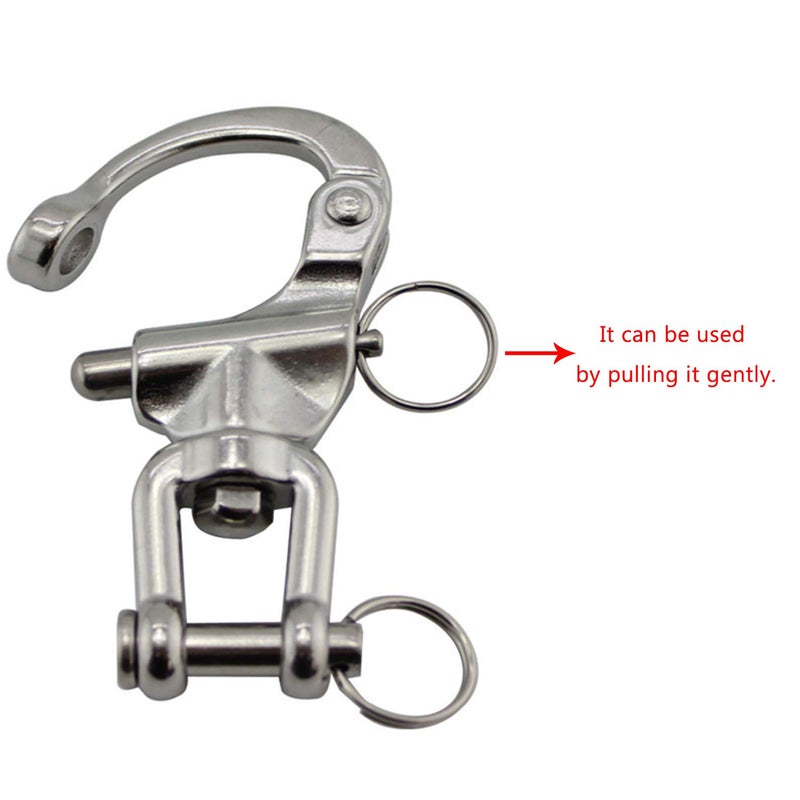 NRC&XRC Pair 2-3/4in(70mm) Jaw Swivel Snap Shackle 316 Stainless Steel for Sailboat Spinnaker Halyard &Diving - Image 4