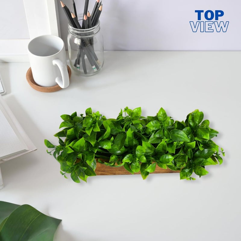 DecoreBugs Artificial Plant Leaves in Wooden Rectangular Tray, Home décor Items for Decoration Height 14 cm x Width 30 cm DB-8878 - Image 4