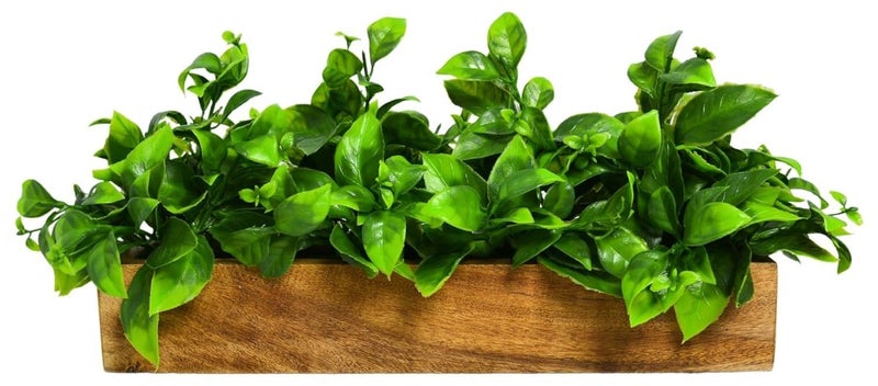 DecoreBugs Artificial Plant Leaves in Wooden Rectangular Tray, Home décor Items for Decoration Height 14 cm x Width 30 cm DB-8878 - Image 1