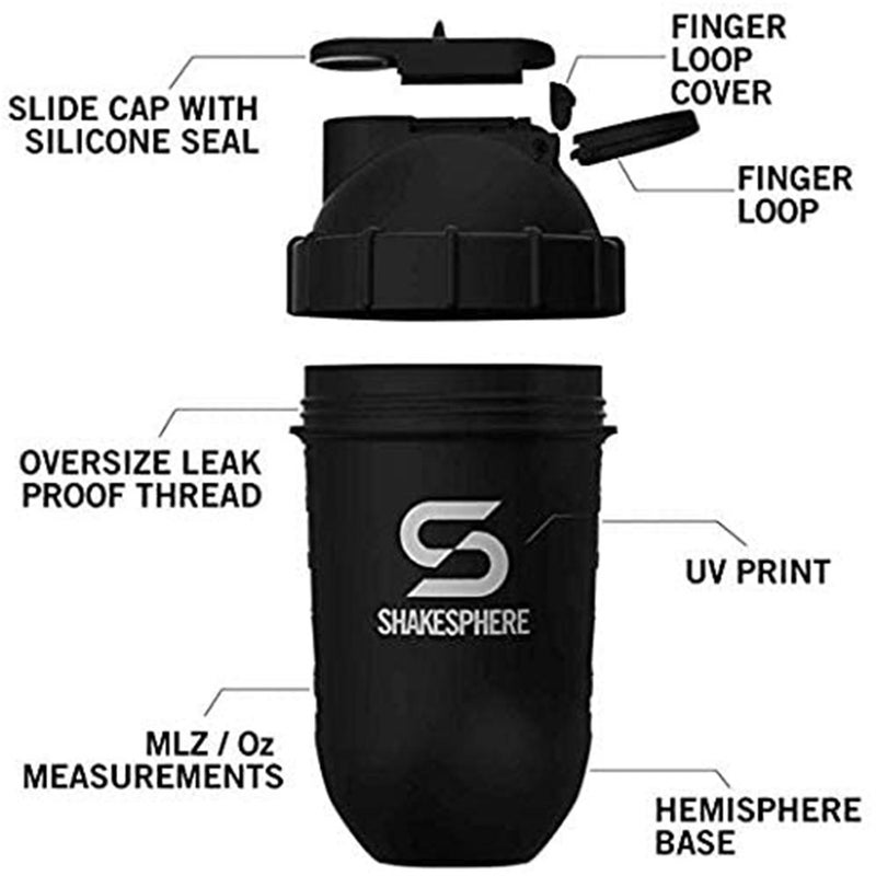 SHAKESPHERE Tumbler: Protein Shaker Bottle and Smoothie Cup, 24 oz - Bladeless Blender Cup Purees Raw Fruit with No Blending Ball - Drink Powder Mix Shake Mixer for Pre Workout, Gym (Matte Black) - Image 3