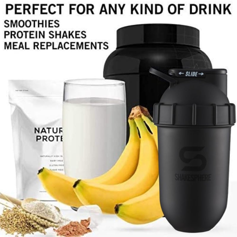 SHAKESPHERE Tumbler: Protein Shaker Bottle and Smoothie Cup, 24 oz - Bladeless Blender Cup Purees Raw Fruit with No Blending Ball - Drink Powder Mix Shake Mixer for Pre Workout, Gym (Matte Black) - Image 5