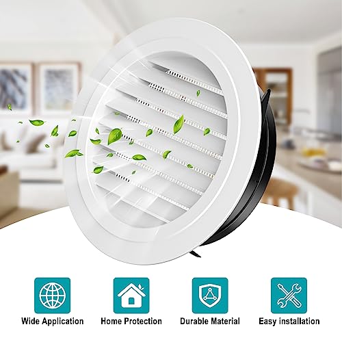 HG Power 8 Inch Soffit Vent,HG Power Round Vent Cover with Built-in Screen Mesh, ABS Louver Round Air Vent Ceiling Diffuser for Exhaust Fan, Bathroom, Office and Home HVAC Ventilation, 200mm, White - Image 4