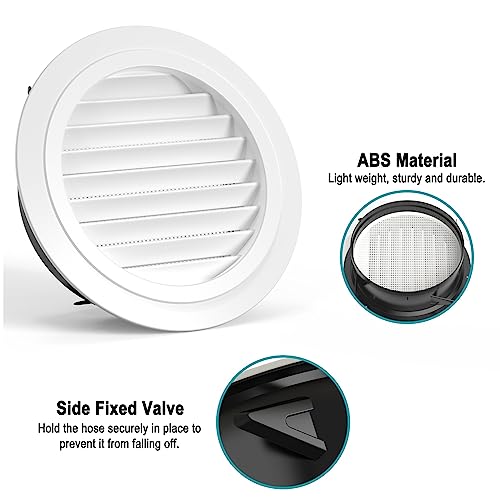 HG Power 8 Inch Soffit Vent,HG Power Round Vent Cover with Built-in Screen Mesh, ABS Louver Round Air Vent Ceiling Diffuser for Exhaust Fan, Bathroom, Office and Home HVAC Ventilation, 200mm, White - Image 3