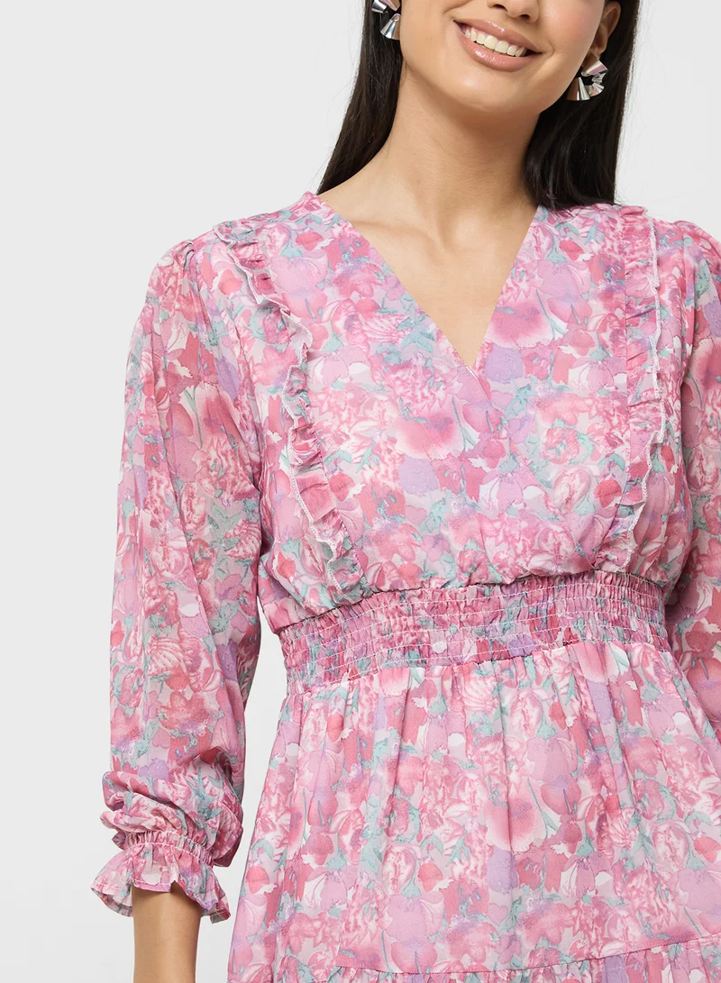 ايلا Floral Chiffon Midi Dress