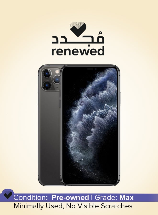 ابل  متجدد - هاتف iPhone 11 Pro Max مزود ببرنامج FaceTime باللون الرمادي الفضائي وذاكرة سعة 256 جيجابايت ويدعم تقنية 4G LTE - إصدار عالمي - Image 1