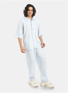 Red Circle Short Sleeves Plain Pastel Shirt and Pants Set  - Image 2