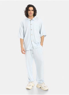 Red Circle Short Sleeves Plain Pastel Shirt and Pants Set  - Image 1