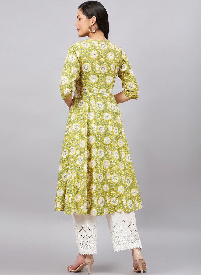 WineRed Women Floral Printed Indie Florals Kurta - Image 5