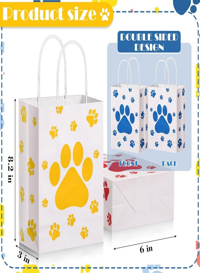 Resurhang 24 Pcs Paw Print Gift Bags with Handle Paper Treat Goodie Dog Gift Bags Dog Birthday Party Favors for Girl Boy Baby Shower, 8.2 x 6 x 3 Inches (Red, Orange, Yellow, Green, Blue, Pink) - Image 3