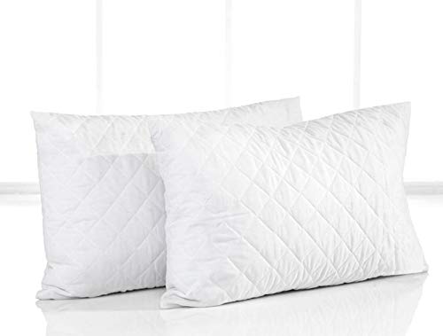 Linenovation Cotton Quilted Pillow Protector Dust Free Water Resistant Covers Pack of 2Pcs (16 inch x 24 inch) - Image 1