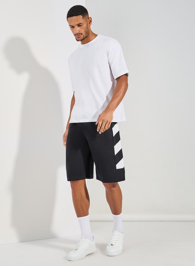 ستايلي شورت قطن تيري مخطط كبير الحجم - Image 2