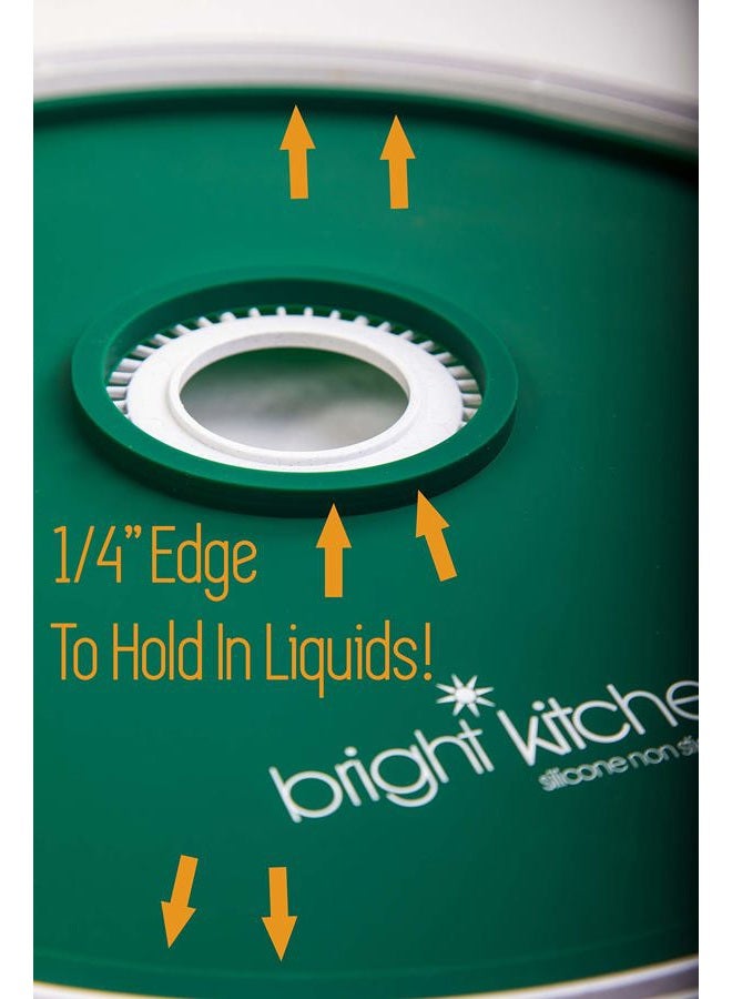 Bright Kitchen (2 Edge Sheets) - 2 Fruit Leather Silicone Dehydrator Sheets with EDGES NON-Toxic Compatible With Presto Round Dehydrators Lip Mould Hold Batter Liquid Roll Up Circle ReUsable Flexible No Stick (2 ... - Image 3