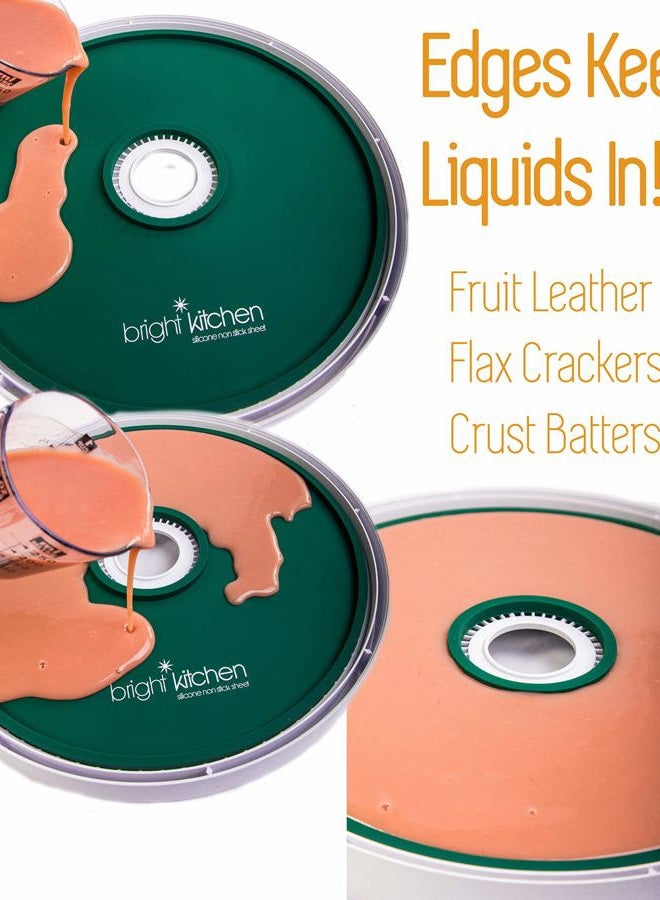 Bright Kitchen (2 Edge Sheets) - 2 Fruit Leather Silicone Dehydrator Sheets with EDGES NON-Toxic Compatible With Presto Round Dehydrators Lip Mould Hold Batter Liquid Roll Up Circle ReUsable Flexible No Stick (2 ... - Image 2