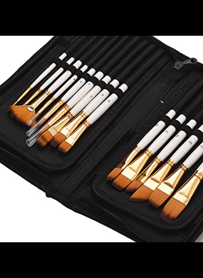 Pack Of 15 Artist Paint Brush Gold/White - Image 2