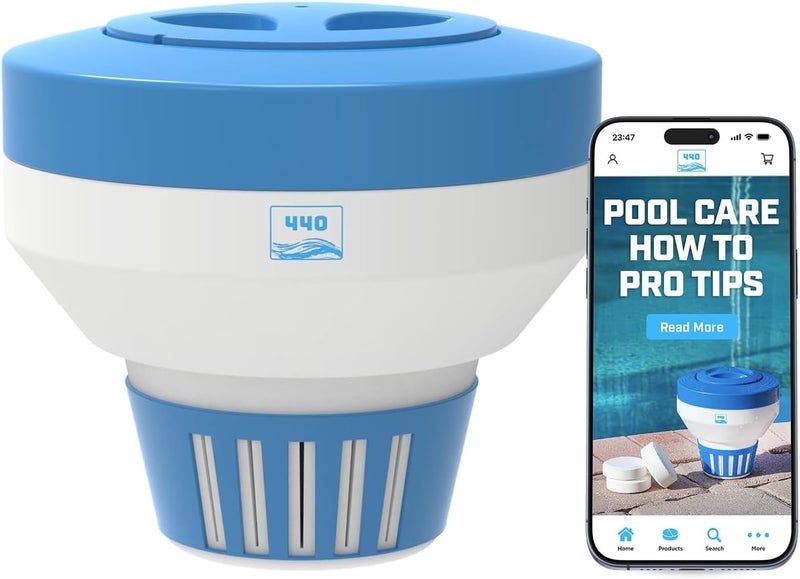 440 Pool Chlorine Floater Dispenser, Fits Up to 5 Pieces of 3-Inch Chlorine Tabs, Adjustable Flow, Control, Heavy-Duty Plastic - Suitable for Small & Large Pools - 9.6 Ounces (Pack of 12) - Image 1