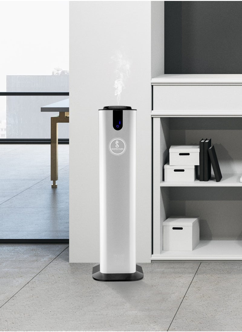 Scenta Flora - SCENT INFINITO Essential Oil Diffuser Machine - Standalone Aromatherapy Device, Covers 2500 m³, Whisper-Quiet, Elegant Design, Magnetic Anti-Theft Lock, App Intelligent Control (Silver) - Image 1