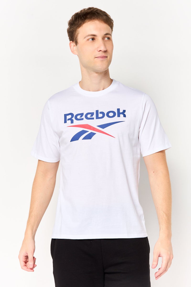 Reebok Men Sportswear Fit Short Sleeve Training T-Shirt, White - Image 1
