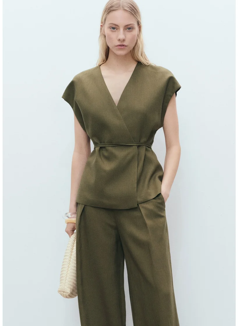 مانجو Bow Detailed Wrap Top