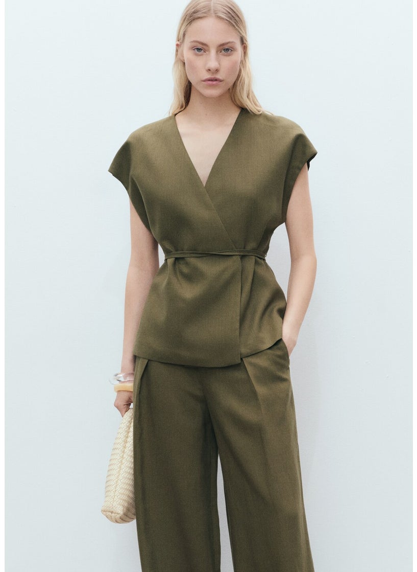 MANGO Bow Detailed Wrap Top  - Image 1