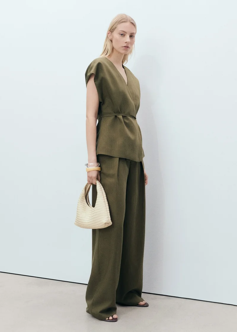 MANGO Bow Detailed Wrap Top