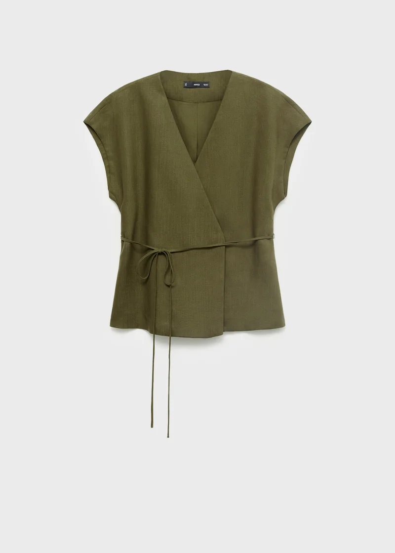 MANGO Bow Detailed Wrap Top