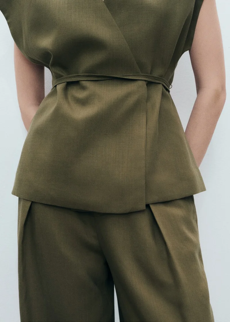 MANGO Bow Detailed Wrap Top