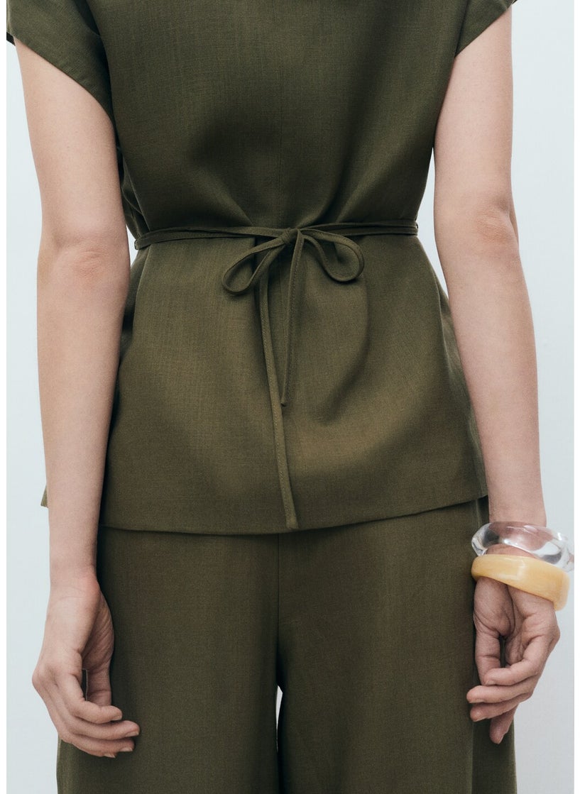 MANGO Bow Detailed Wrap Top  - Image 4