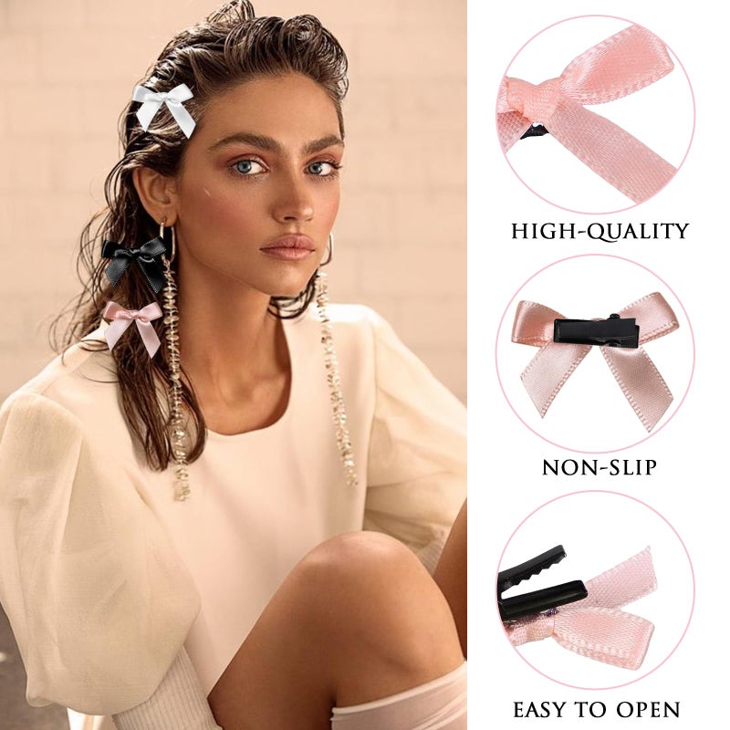 YONOY 60Pcs Mini Cute Bow Hair Clips for Women Girls,Small Hair Clips Solid Color Hair Ribbon Alligator Clips Barrettes Pins Metal Y2kHair Accessories - Image 5