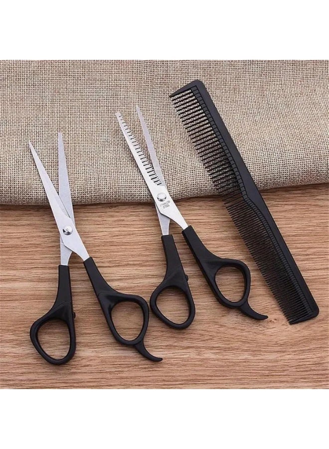 مجموعة قص الشعر الاحترافية مكونة من مقصين ومشط واحد ، مقص شعر احترافي للحلاقين ومقص تخفيف الشعر بشفرات حادة لمصففي الشعر للنساء والرجال والأطفال قم بزيارة متجر لوازم - Image 1