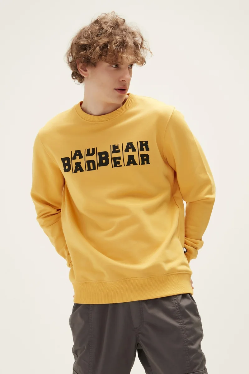 Bad Bear Counter Men's Yellow Printed Sweatshirt