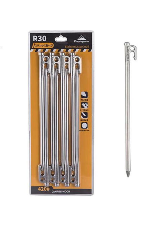 Campingmoon Camping Ground Stakes, Tent Pegs, Stainless Steel Canopy Ground Stakes [R30-8], 30Cm, 8 Pieces - Image 1