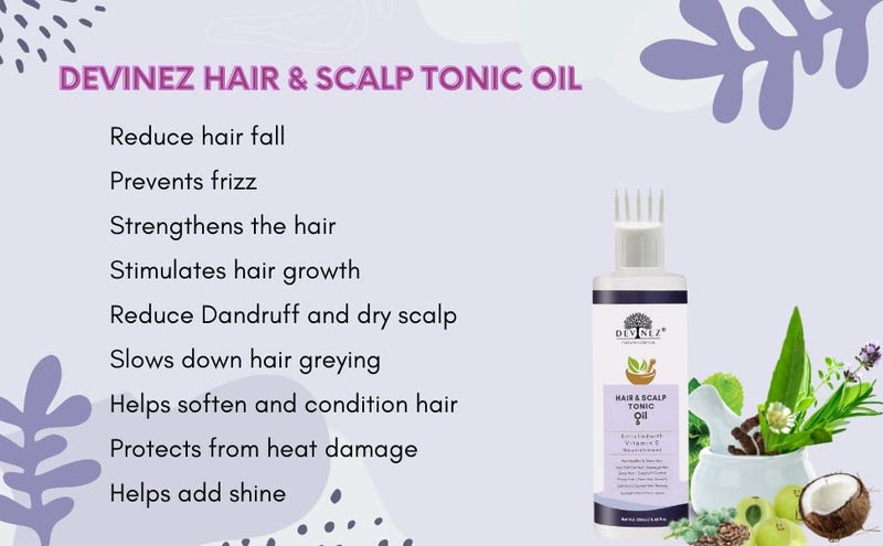 Devinez Hair Scalp Tonic Oil 250ml Enriched with Vitamin E Nourishment For Healthy Shiny Hair - Image 5