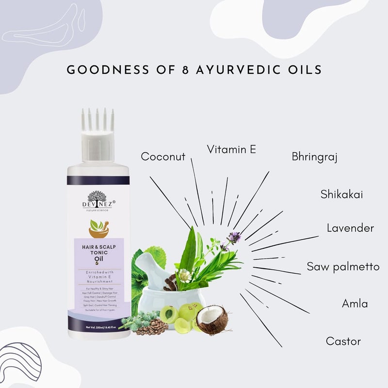 Devinez Hair Scalp Tonic Oil 250ml Enriched with Vitamin E Nourishment For Healthy Shiny Hair - Image 4