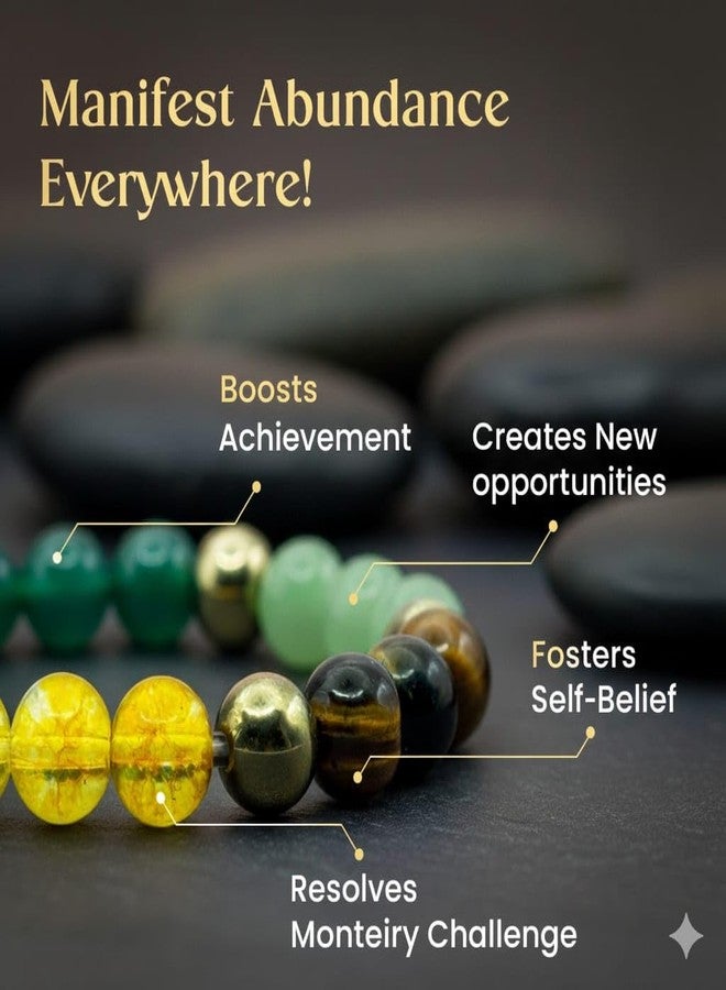GEMTUB Certified Dhan Yog Bracelet for Men & Women | Natural Pyrite, Citrine, Green Aventurine, Green Jade, Tiger Eye & Clear Quartz Money Magnet Gemstone for Wealth & Prosperity | Certified Dhanyog Bracelet - Image 5