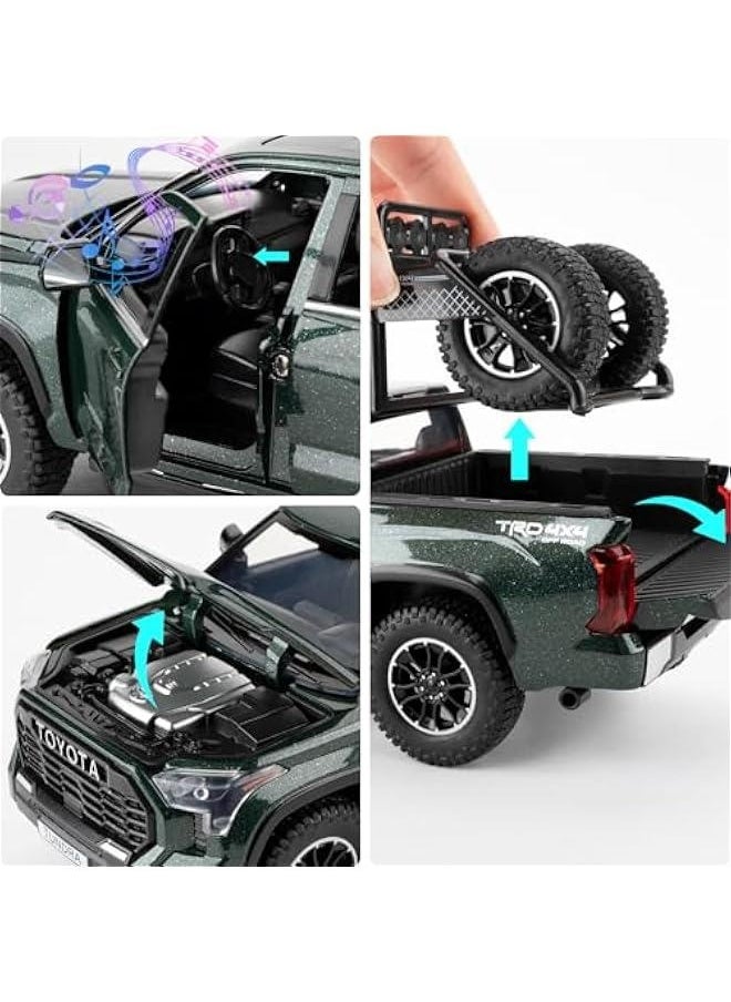 Generic - 1:24 Tundra Off-Road Pickup Car Model, Pull Back Diecast Truck Toy with Sounds＆Lights for Kids Boys Girls and Adults, Gift Green. - Image 1