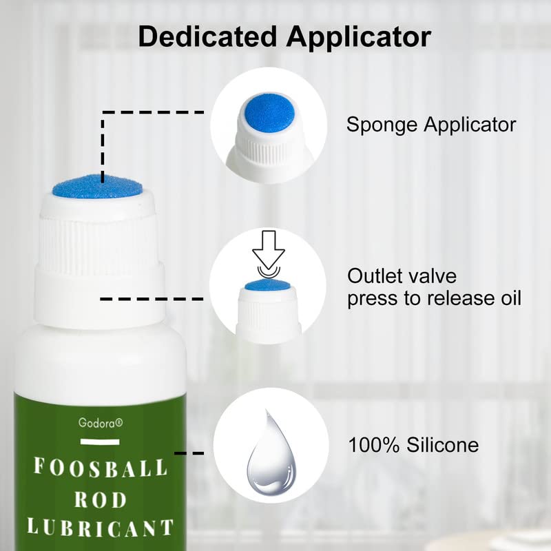 Godora 100% Pure Silicone Foosball Rod Lubricant for Sports Arcade Soccer Game Accessories, Foosball Rod Lubricant with Dauber Top Applicator, Easy-to-use Silicone Oil for Soccer Table Pole Accessories - Image 5