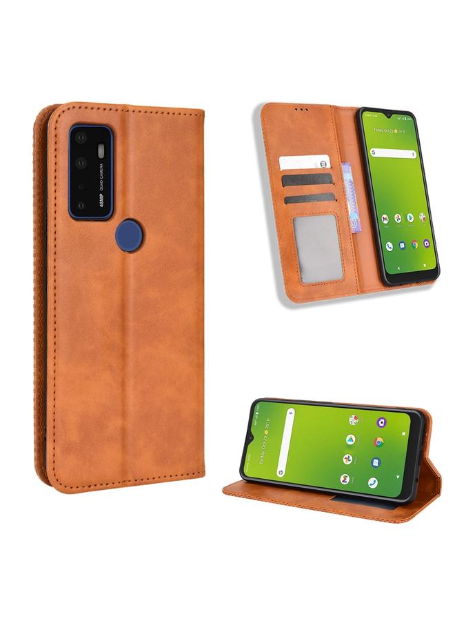 اس-توب جراب هاتف جلدي بتصميم كلاسيكي مع مشبك مغناطيسي لهاتف Cricket Dream 5G / AT&T Radiant Max 5 - Image 1