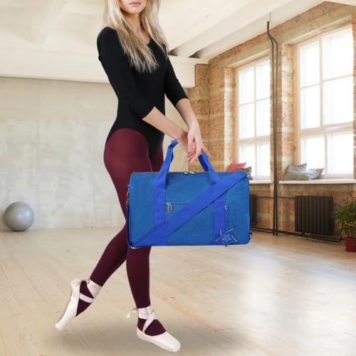 NGIL Super Star Duffle Bag for Dance Sports Ballet Tumbling and Gymnastic Glitter Cheer with Shoulder Strap and Pockets GlitterRoyal Large - Image 3