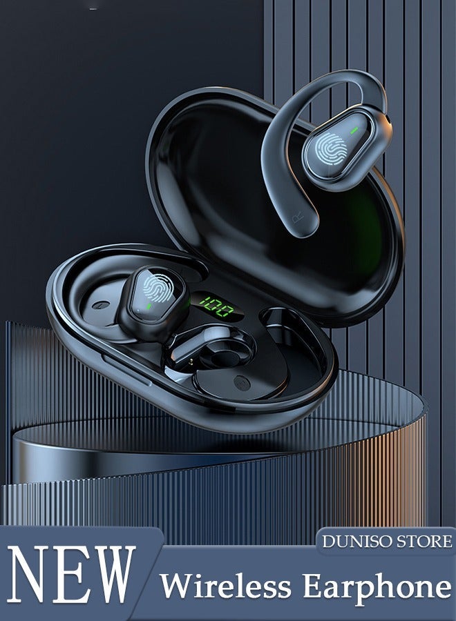DUNISO Wireless Headphones Bluetooth Ear Clip Noise-cancelling Earphones with Wireless Charging Case Digital Display Touch Control Bluetooth 5.3 Waterproof for Running Sport Gym - Image 1