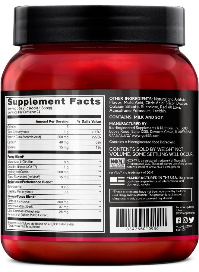 N.O.-Xplode Vaso Pre Workout Powder With 8G Of L-Citrulline And 3.2G Beta-Alanine And Energy, Flavor: Cherry Bomb, 24 Servings