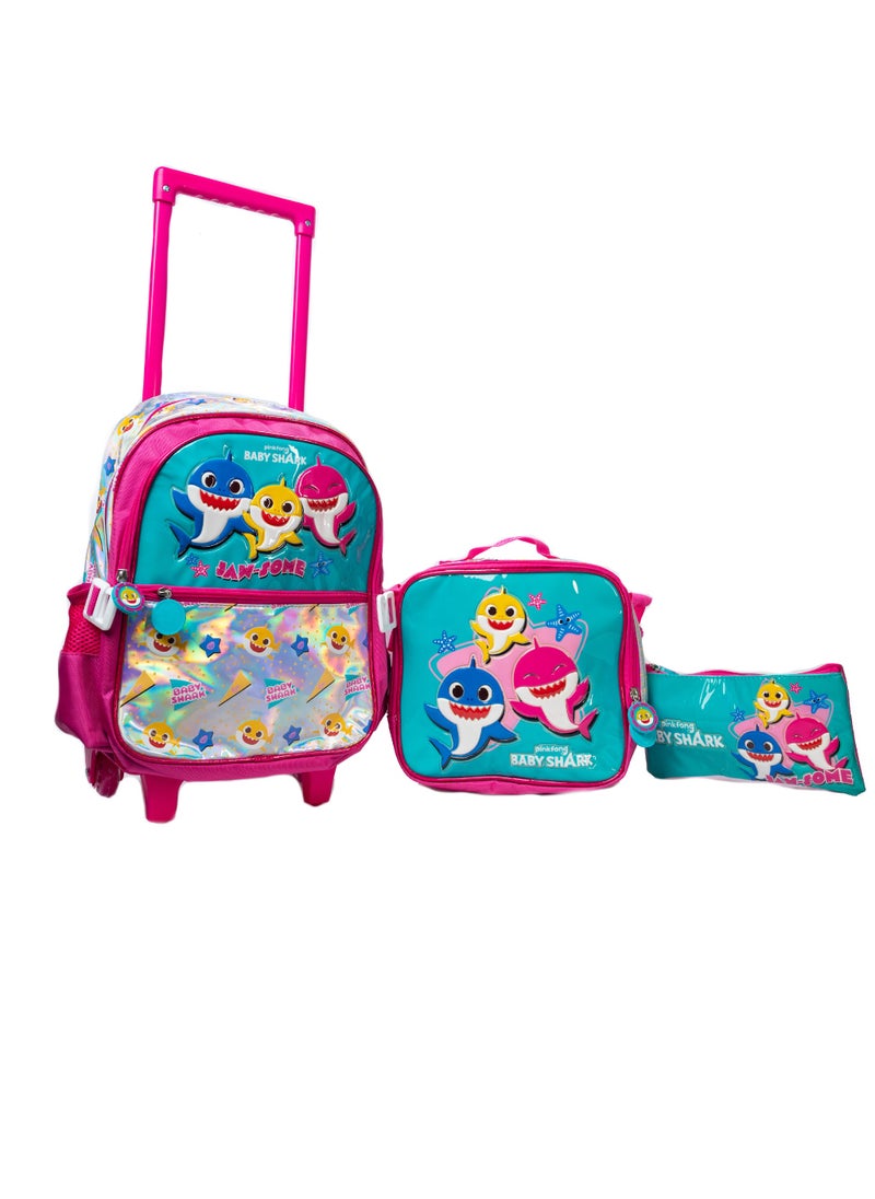 BABY SHARK - BABYSHARK 14' TROLLEY BAG, LUNCH BAG, PENCIL CASE - Image 1