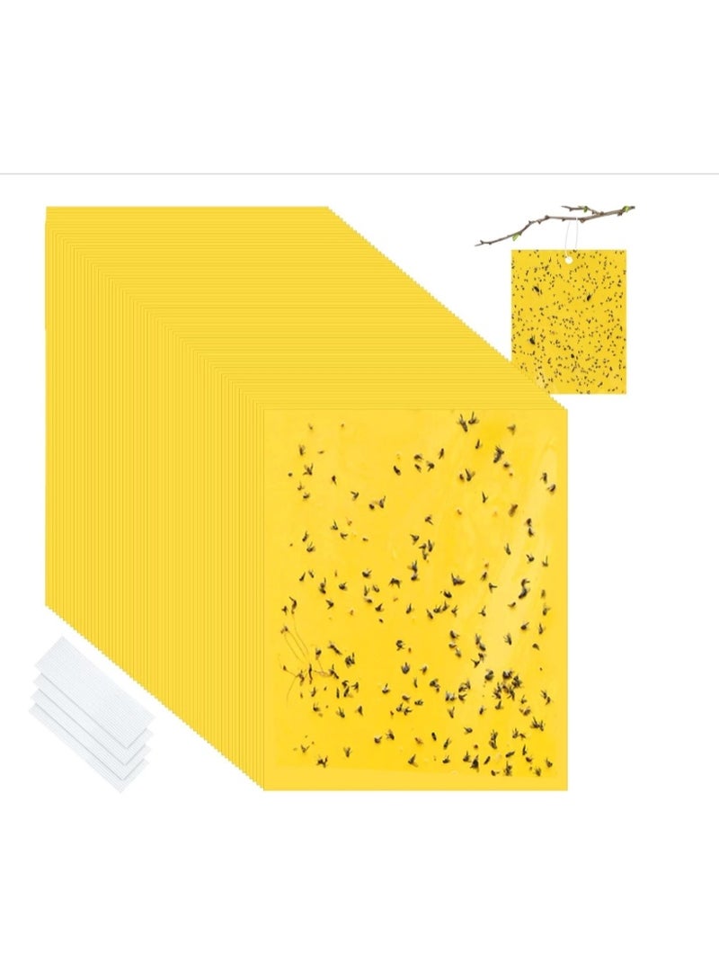 الواحة-TH 20 مصيدة لاصقة مزدوجة الجوانب لقتل الحشرات الطائرة مثل الذباب الأبيض والمن والحشرات الطائرة، مصائد البعوض اللاصقة، مصائد ذباب الفاكهة للاستخدام الداخلي والخارجي، بما في ذلك أربطة ملتوية، صفراء 20×10 سم - Image 1